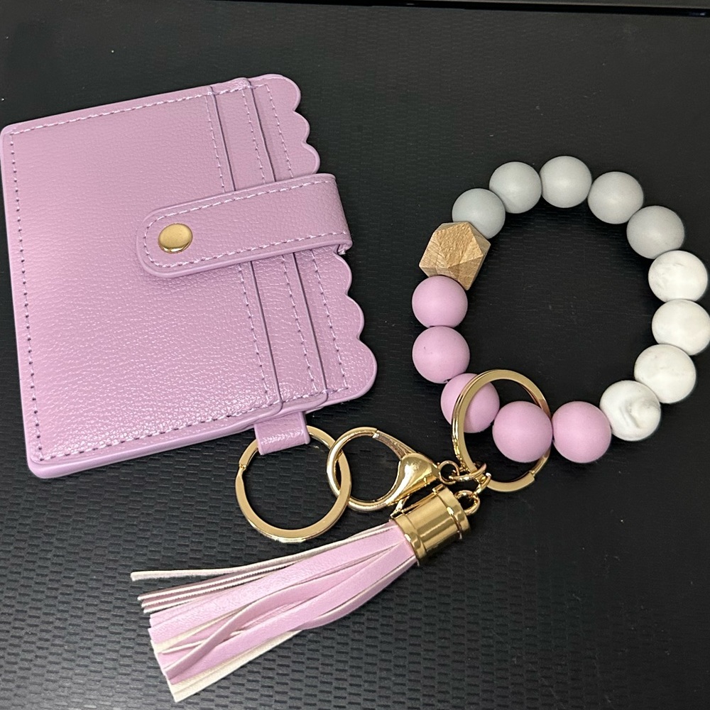 Beautiful Silicone Beaded Keychain & Credit Card Holder